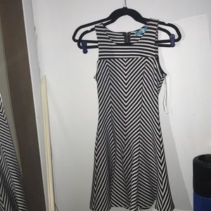 Worn once navy blue and white striped dress